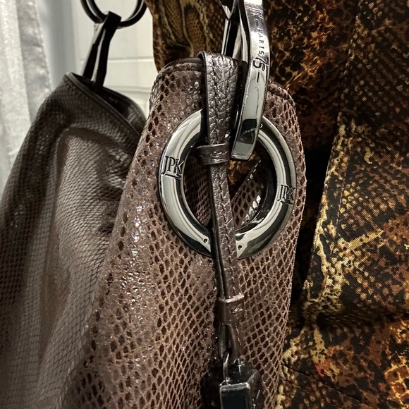 JPK Paris Brown iridescent faux reptile hobo bag with gunmetal hardware. NWOT - Picture 8 of 13